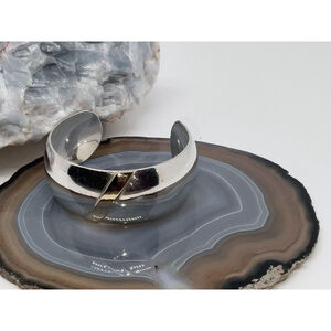 Leonore Doskow Sterling Silver & 14k Yellow Gold Open Bangle Cuff Bracelet
